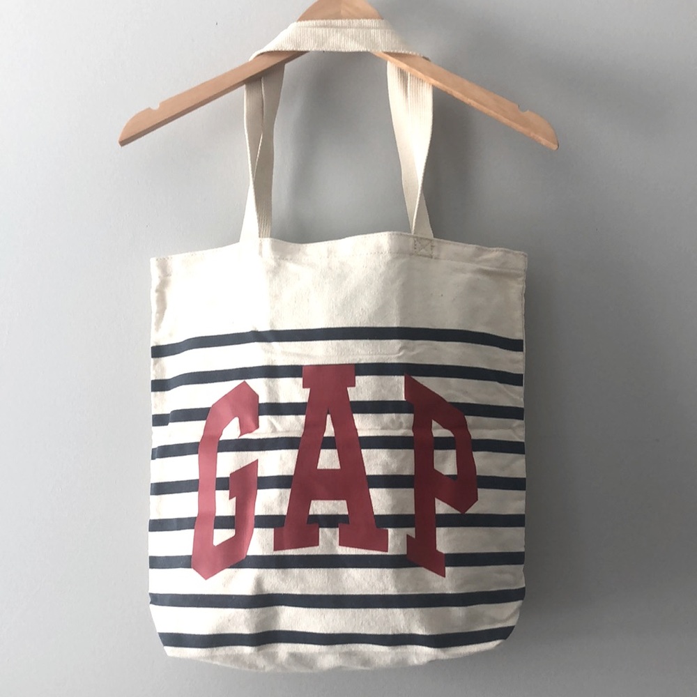 GAP Canvas Bag Tote Beach Grocery EUC! Red Blue